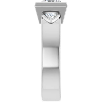 14K White Gold 1.67 CTW Princess Bezel Set Lab Grown Diamond Engagement Ring