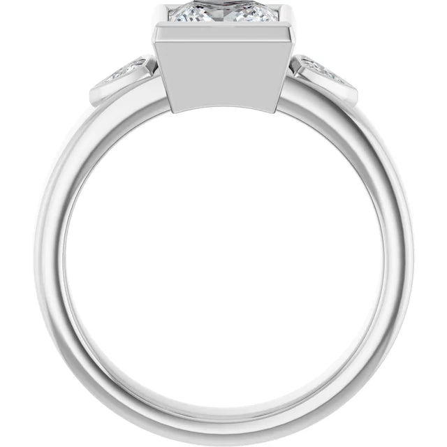 14K White Gold 1.67 CTW Princess Bezel Set Lab Grown Diamond Engagement Ring