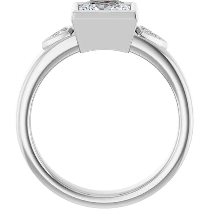 14K White Gold 1.67 CTW Princess Bezel Set Lab Grown Diamond Engagement Ring