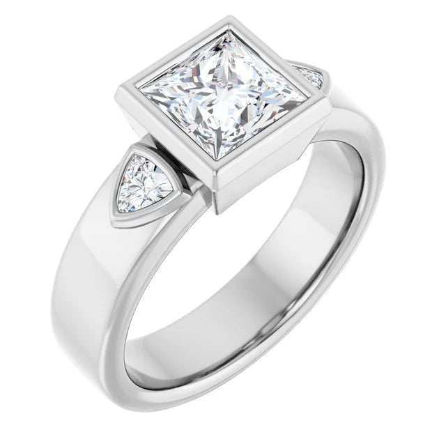 14K White Gold 1.67 CTW Princess Bezel Set Lab Grown Diamond Engagement Ring