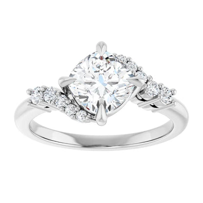 14K White Gold 1.68 CTW Cushion Pavé Lab Grown Diamond Engagement Ring