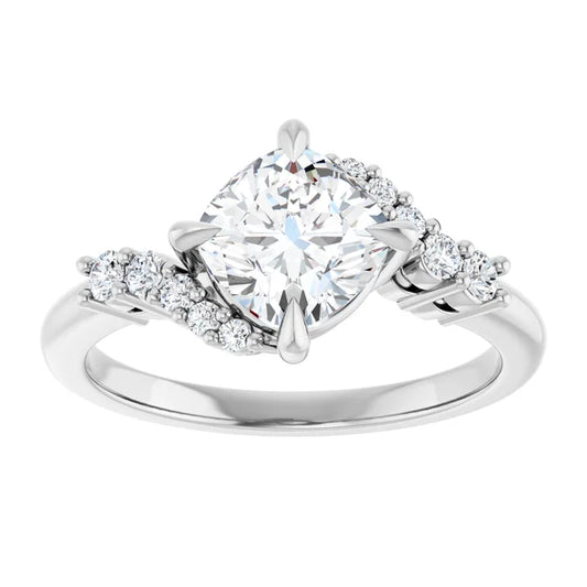 14K White Gold 1.68 CTW Cushion Pavé Lab Grown Diamond Engagement Ring