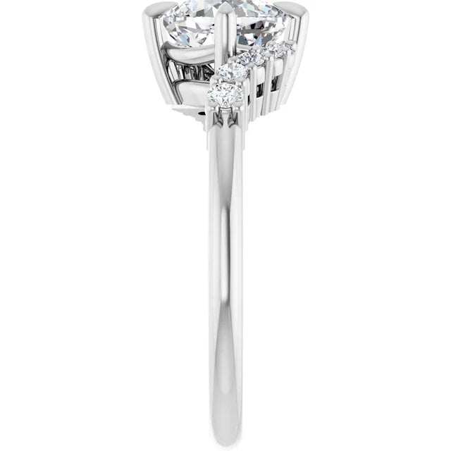14K White Gold 1.68 CTW Cushion Pavé Lab Grown Diamond Engagement Ring
