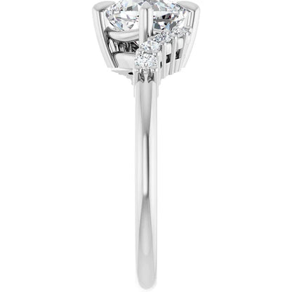 14K White Gold 1.68 CTW Cushion Pavé Lab Grown Diamond Engagement Ring