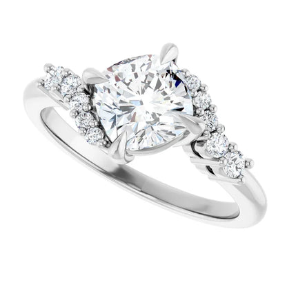 14K White Gold 1.68 CTW Cushion Pavé Lab Grown Diamond Engagement Ring