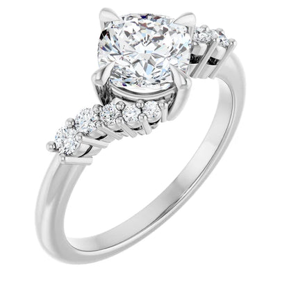 14K White Gold 1.68 CTW Cushion Pavé Lab Grown Diamond Engagement Ring
