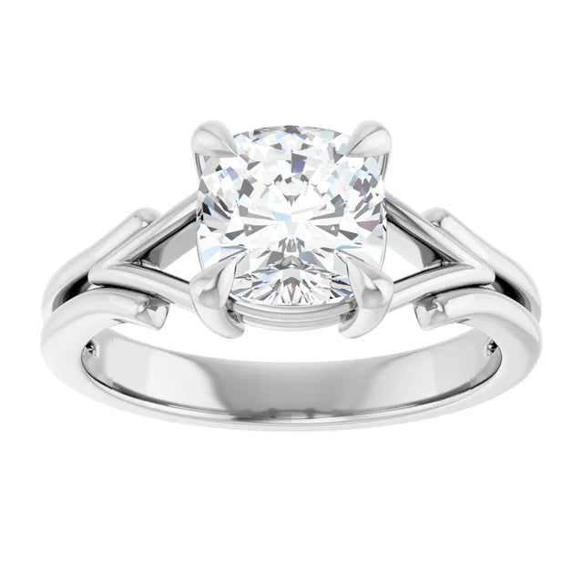 14K White Gold 1.68 CTW Cushion Solitaire Split Shank Lab Grown Diamond Engagement Ring