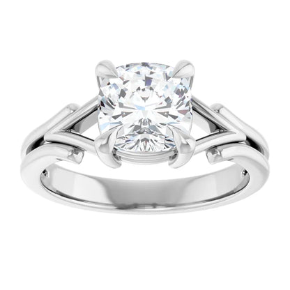 14K White Gold 1.68 CTW Cushion Solitaire Split Shank Lab Grown Diamond Engagement Ring