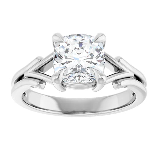14K White Gold 1.68 CTW Cushion Solitaire Split Shank Lab Grown Diamond Engagement Ring
