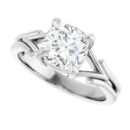 14K White Gold 1.68 CTW Cushion Solitaire Split Shank Lab Grown Diamond Engagement Ring