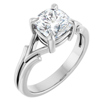 14K White Gold 1.68 CTW Cushion Solitaire Split Shank Lab Grown Diamond Engagement Ring