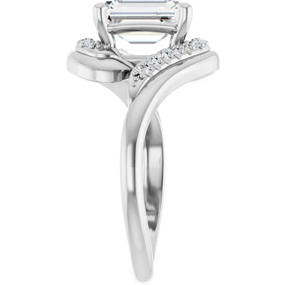 14K White Gold 1.69 CTW Emerald Crossover Pavé Lab Grown Diamond Engagement Ring