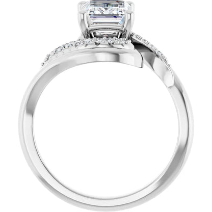 14K White Gold 1.69 CTW Emerald Crossover Pavé Lab Grown Diamond Engagement Ring
