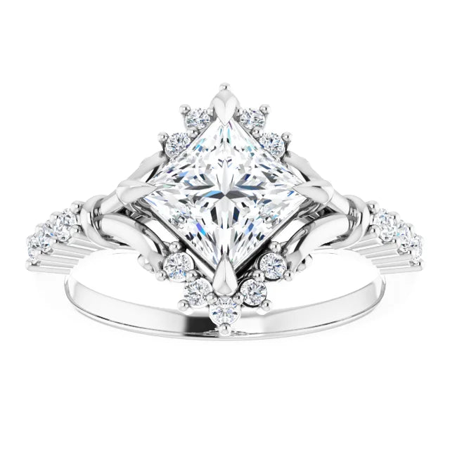 14K White Gold 1.71 CTW Princess Vintage Pavé Lab Grown Diamond Engagement Ring