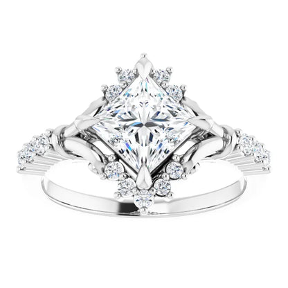 14K White Gold 1.71 CTW Princess Vintage Pavé Lab Grown Diamond Engagement Ring