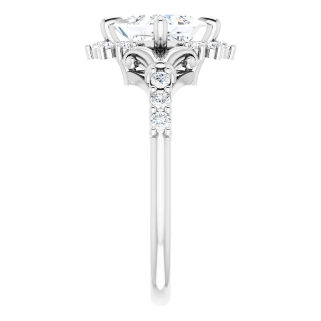 14K White Gold 1.71 CTW Princess Vintage Pavé Lab Grown Diamond Engagement Ring