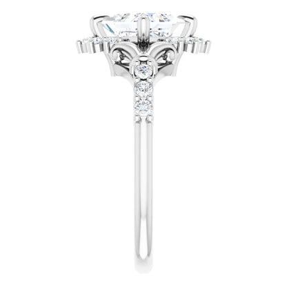 14K White Gold 1.71 CTW Princess Vintage Pavé Lab Grown Diamond Engagement Ring