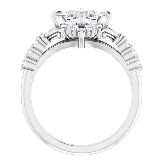 14K White Gold 1.71 CTW Princess Vintage Pavé Lab Grown Diamond Engagement Ring