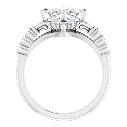 14K White Gold 1.71 CTW Princess Vintage Pavé Lab Grown Diamond Engagement Ring