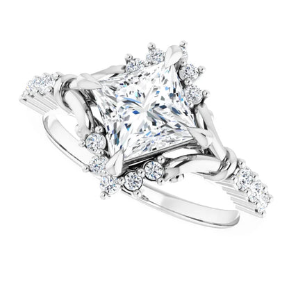 14K White Gold 1.71 CTW Princess Vintage Pavé Lab Grown Diamond Engagement Ring