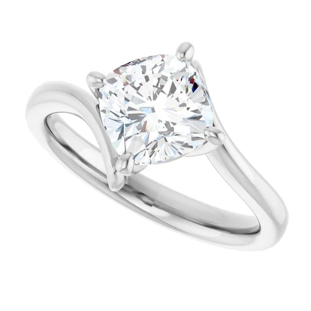 14K White Gold 1.72 CTW Cushion Bypass Lab Grown Diamond Engagement Ring-diamondnetjewellery