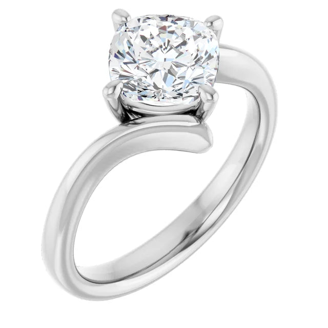 14K White Gold 1.72 CTW Cushion Bypass Lab Grown Diamond Engagement Ring-diamondnetjewellery