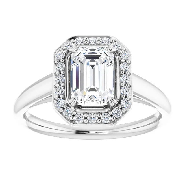 14K White Gold 1.73 CTW Emerald Halo Lab Grown Diamond Engagement Ring-diamondnetjewellery