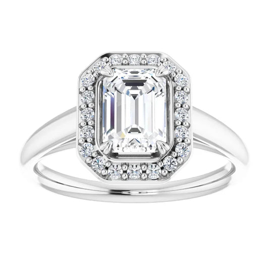 14K White Gold 1.73 CTW Emerald Halo Lab Grown Diamond Engagement Ring