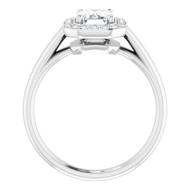 14K White Gold 1.73 CTW Emerald Halo Lab Grown Diamond Engagement Ring-diamondnetjewellery