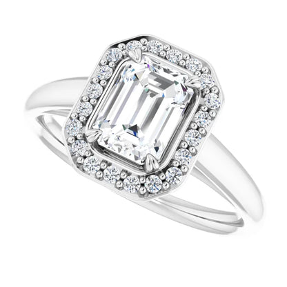 14K White Gold 1.73 CTW Emerald Halo Lab Grown Diamond Engagement Ring-diamondnetjewellery