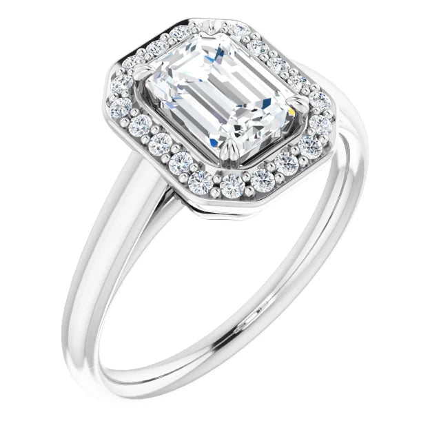 14K White Gold 1.73 CTW Emerald Halo Lab Grown Diamond Engagement Ring-diamondnetjewellery