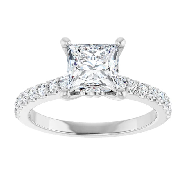 14K White Gold 1.74 CTW Princess Pavé Lab Grown Diamond Engagement Ring