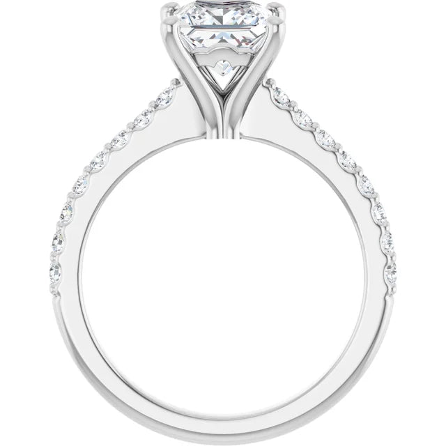 14K White Gold 1.74 CTW Princess Pavé Lab Grown Diamond Engagement Ring