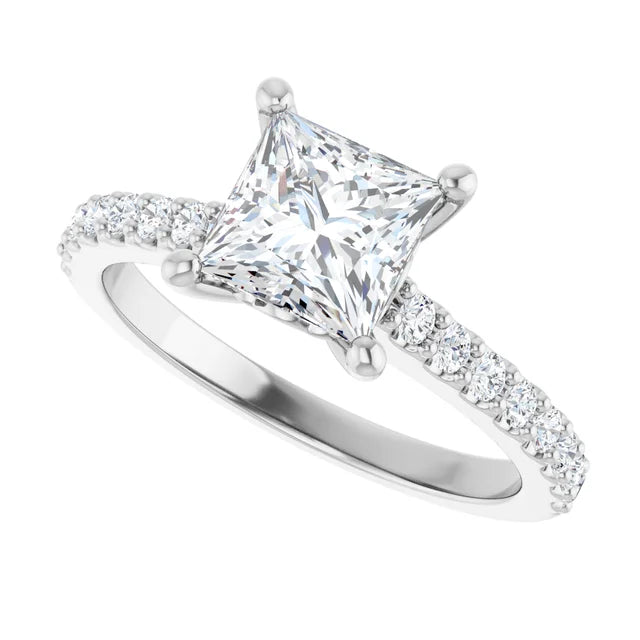 14K White Gold 1.74 CTW Princess Pavé Lab Grown Diamond Engagement Ring
