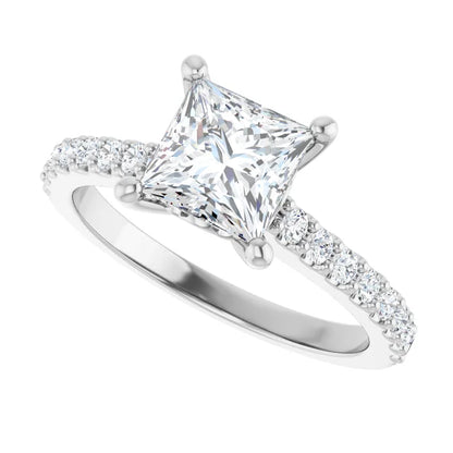 14K White Gold 1.74 CTW Princess Pavé Lab Grown Diamond Engagement Ring