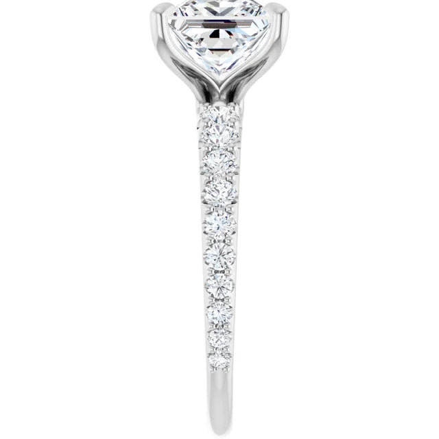 14K White Gold 1.75 CTW Princess Solitaire Pavé Lab Grown Diamond Engagement Ring-diamondnetjewellery