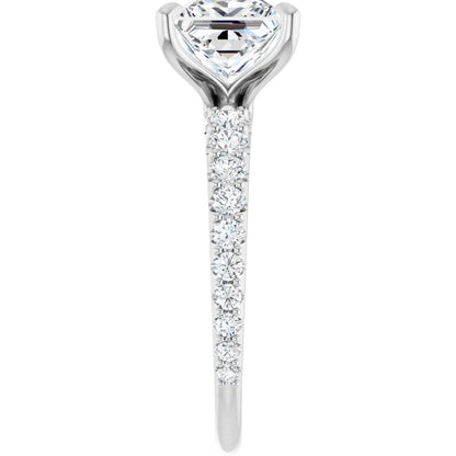 14K White Gold 1.75 CTW Princess Solitaire Pavé Lab Grown Diamond Engagement Ring-diamondnetjewellery