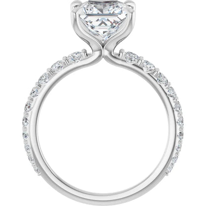 14K White Gold 1.75 CTW Princess Solitaire Pavé Lab Grown Diamond Engagement Ring-diamondnetjewellery