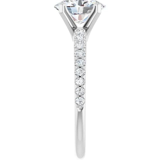 14K White Gold 1.76 CTW Oval Solitaire Pavé Lab Grown Diamond Engagement Ring