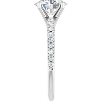 14K White Gold 1.76 CTW Oval Solitaire Pavé Lab Grown Diamond Engagement Ring