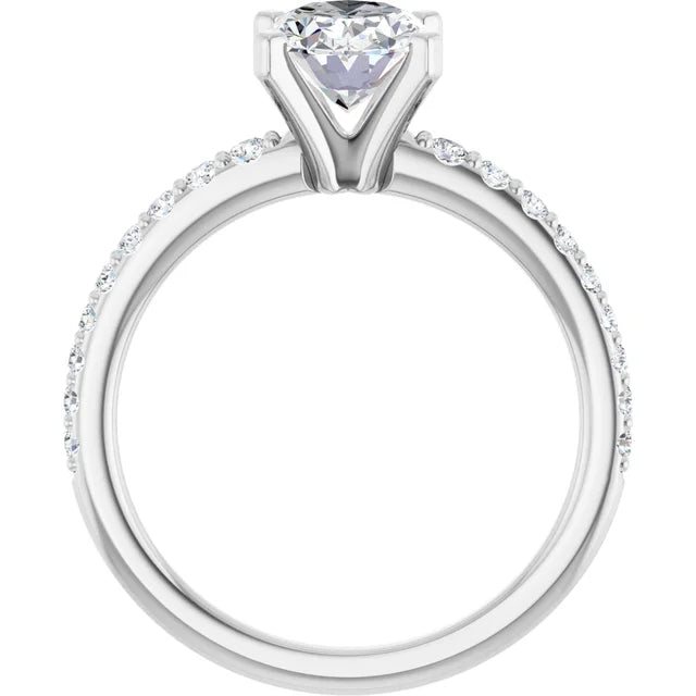 14K White Gold 1.76 CTW Oval Solitaire Pavé Lab Grown Diamond Engagement Ring