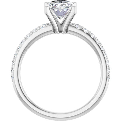 14K White Gold 1.76 CTW Oval Solitaire Pavé Lab Grown Diamond Engagement Ring