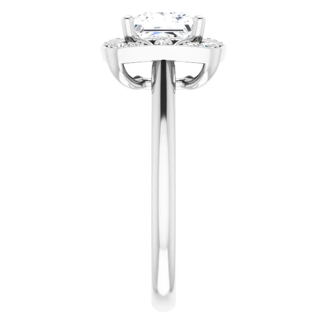 14K White Gold 1.77 CTW Princess Halo Vintage Inspired Pavé Lab Grown Diamond Engagement Ring