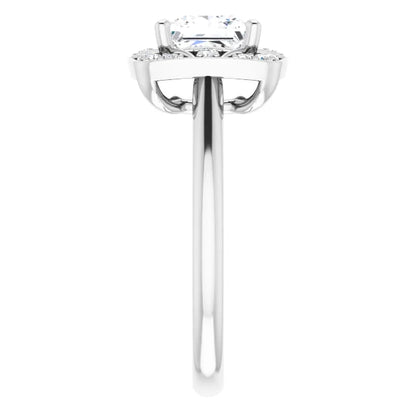 14K White Gold 1.77 CTW Princess Halo Vintage Inspired Pavé Lab Grown Diamond Engagement Ring