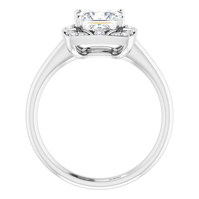 14K White Gold 1.77 CTW Princess Halo Vintage Inspired Pavé Lab Grown Diamond Engagement Ring
