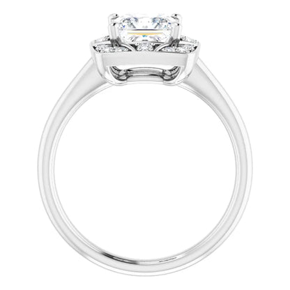 14K White Gold 1.77 CTW Princess Halo Vintage Inspired Pavé Lab Grown Diamond Engagement Ring