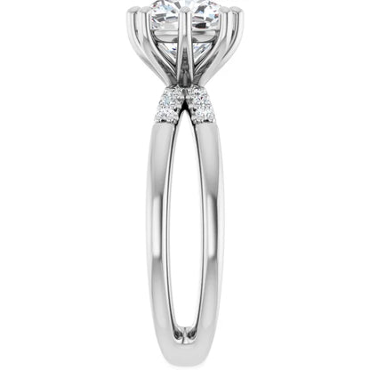 14K White Gold 1.80 CTW Cushion Solitaire Split Shank Pavé Lab Grown Diamond Engagement Ring