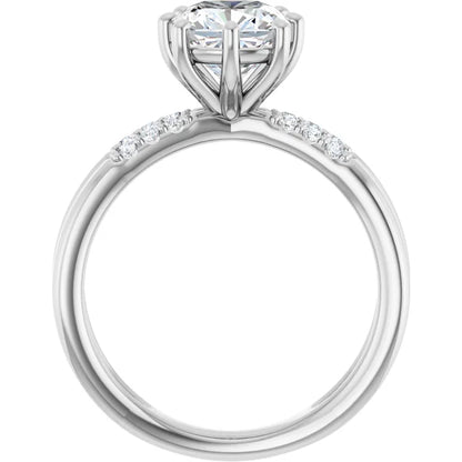 14K White Gold 1.80 CTW Cushion Solitaire Split Shank Pavé Lab Grown Diamond Engagement Ring