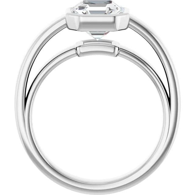 14K White Gold 1.81 CTW Asscher Bezel Set Lab Grown Diamond Engagement Ring