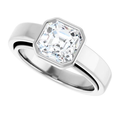 14K White Gold 1.81 CTW Asscher Bezel Set Lab Grown Diamond Engagement Ring